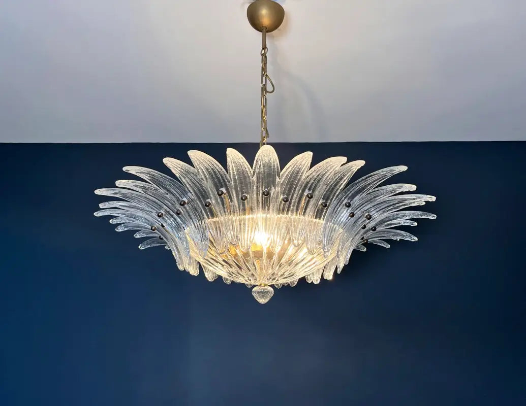 Murano Chandelier – 36 Clear Palmette Glass – detail 9 – Murano Classics