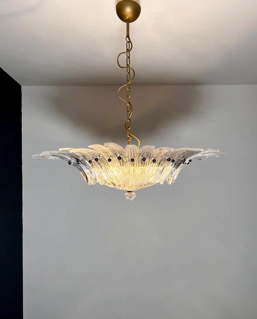 Murano Chandelier – 36 Clear Palmette Glass – detail 4 – Murano Classics