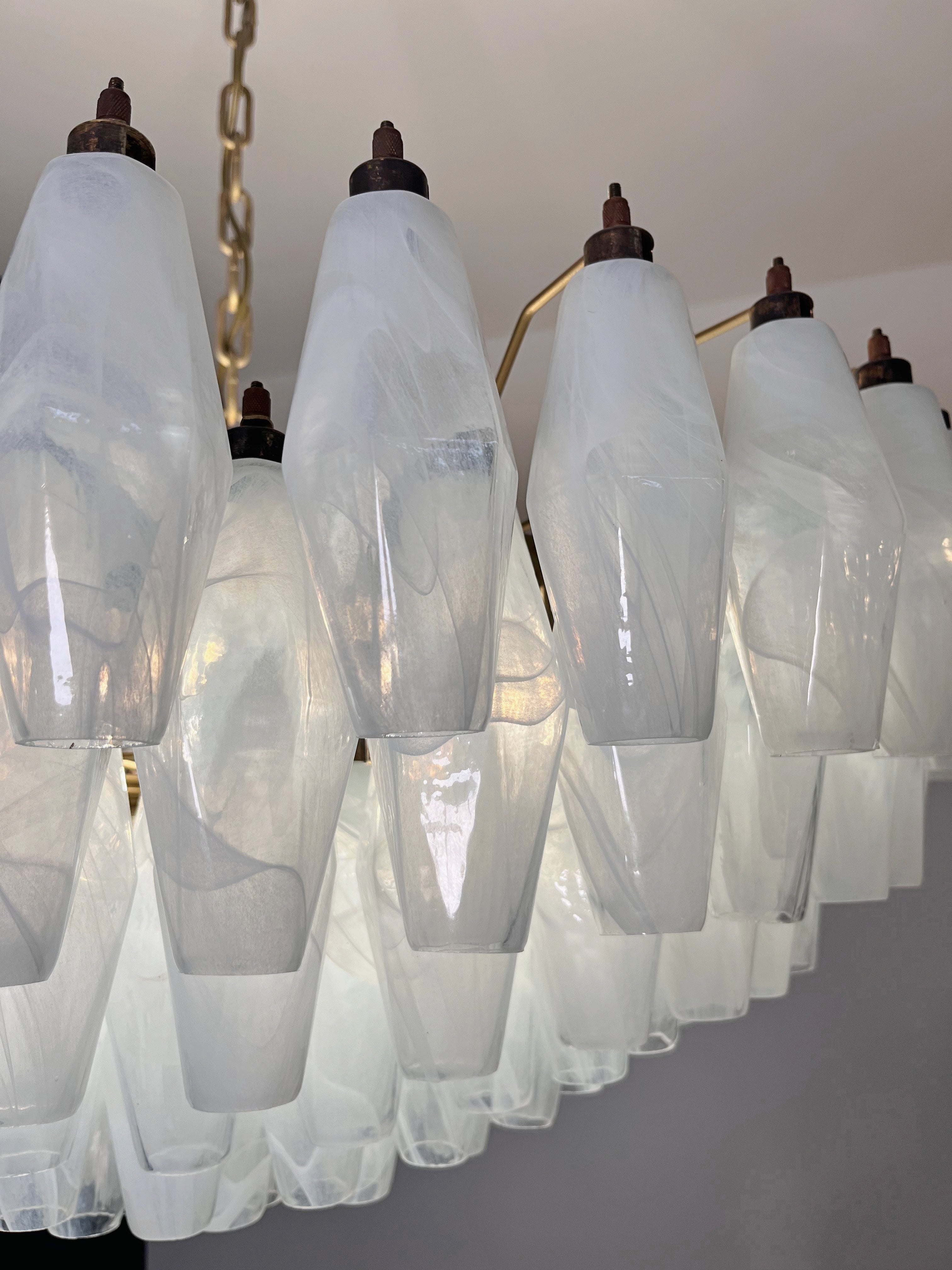 Murano Chandelier – 185 Alabaster White Poliedri Glass – detail 4 – Murano Classics