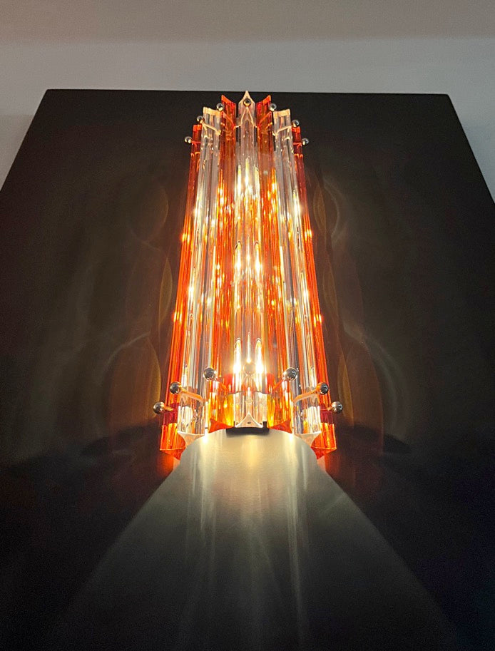 Murano Vegglampe | 14 Klare gul Prismeglass | 1 par