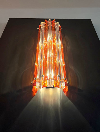 Murano Vegglampe | 14 Klare gul Prismeglass | 1 par