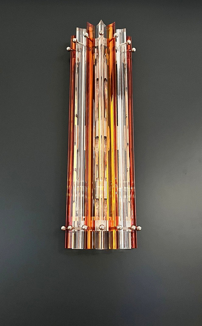 Murano Vegglampe | 14 Klare gul Prismeglass | 1 par