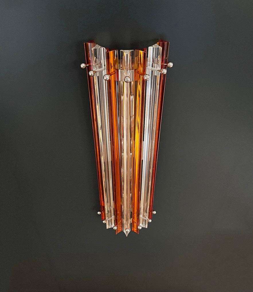 Murano Wall Lamp – 14 Clear Yellow Prism Glass – Set of 2 – detail 6 – Murano Classics