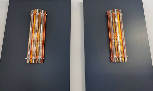 Murano Vegglampe | 14 Klare gul Prismeglass | 1 par