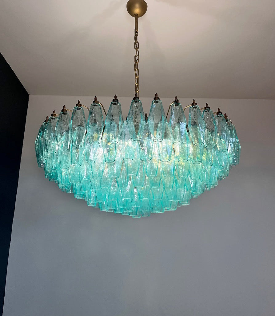 Murano Lysekrone | 185 Turkis Poliedriglass
