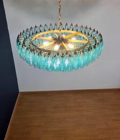 Murano Lysekrone | 185 Turkis Poliedriglass