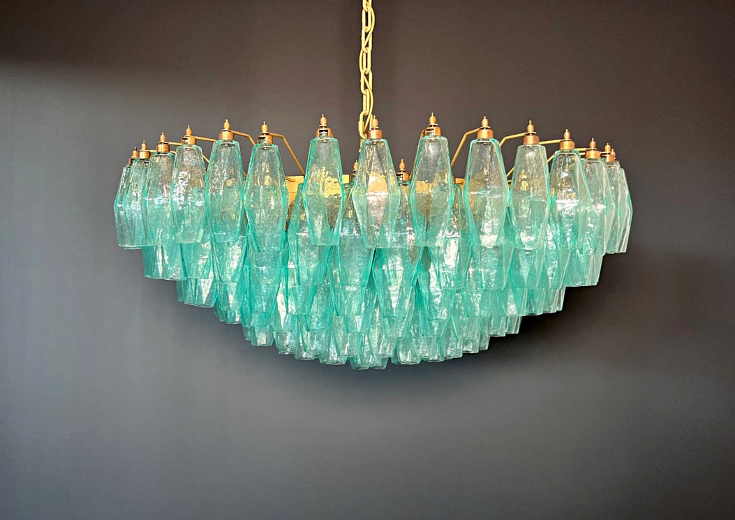 Murano Chandelier – 185 Turquoise Poliedri Glass – detail 8 – Murano Classics