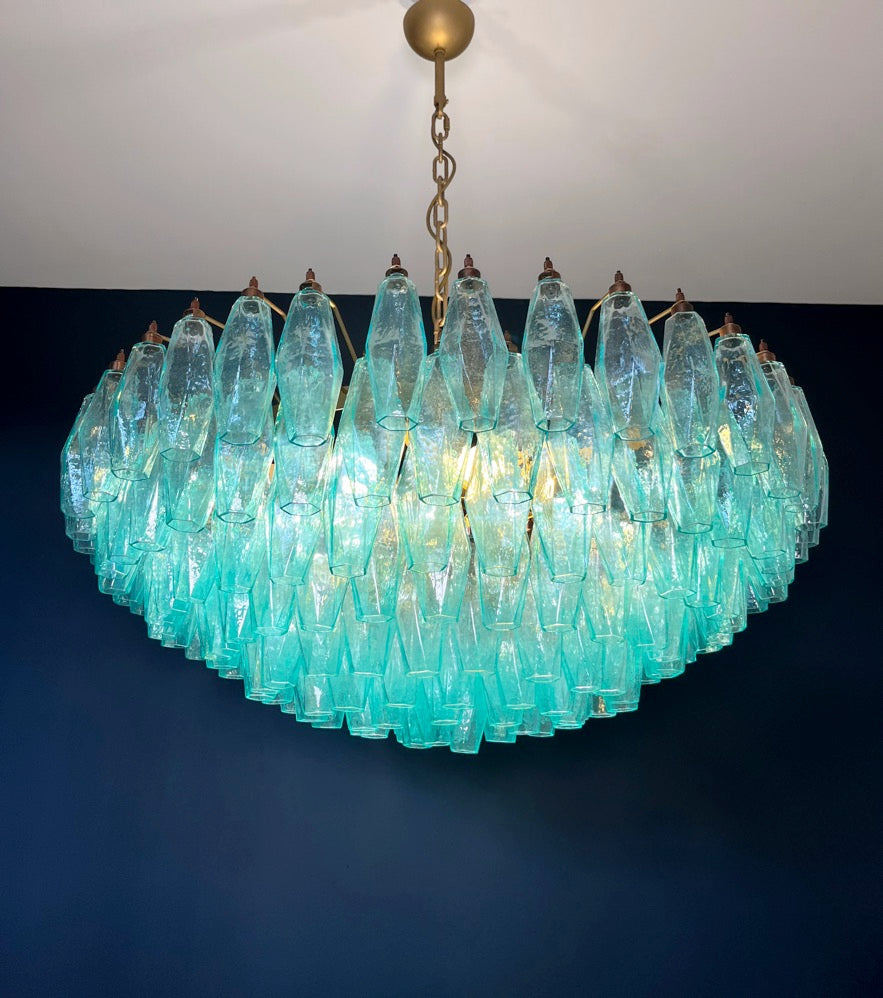 Murano Chandelier – 185 Turquoise Poliedri Glass – detail 5 – Murano Classics