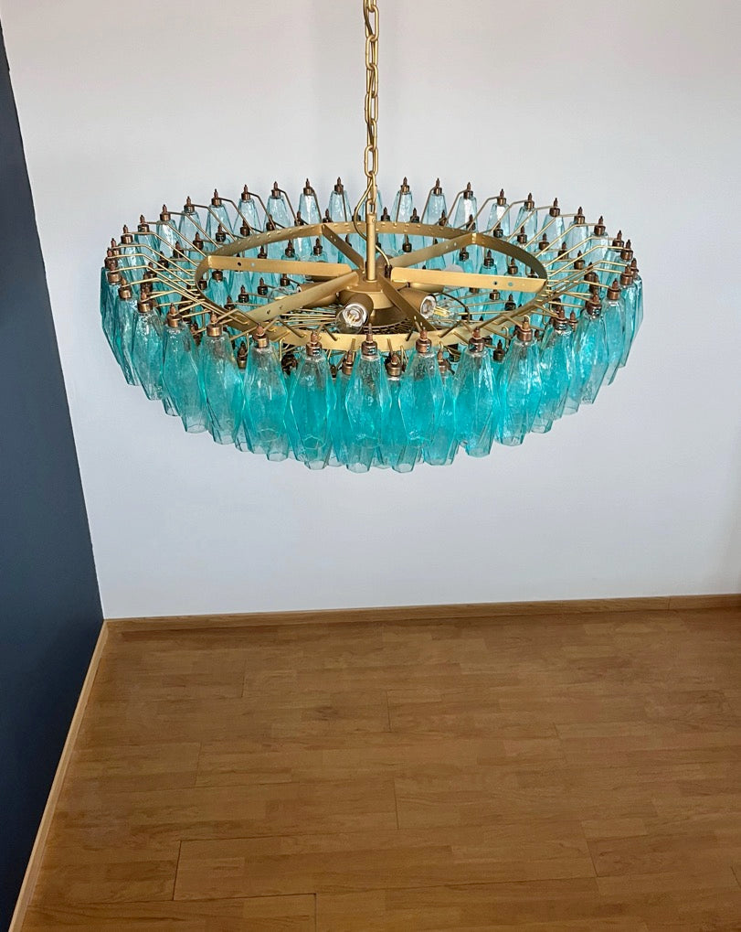 Murano Lysekrone | 185 Turkis Poliedriglass