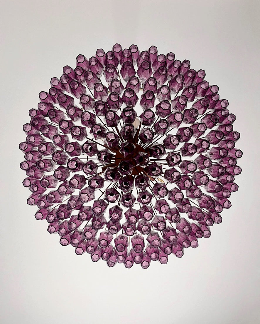 Lampadario Murano – 185 Vetro Poliedri Viola – dettaglio 1 – Murano Classics