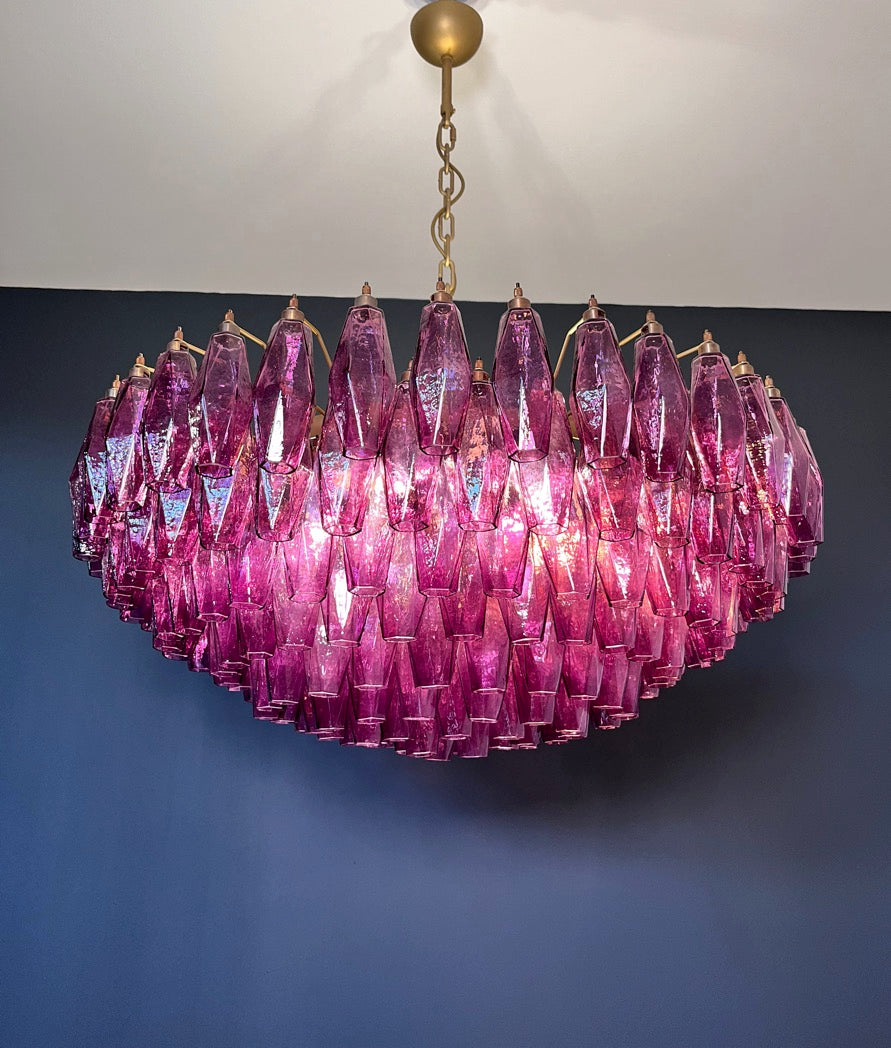 Murano Chandelier – 185 Purple Poliedri Glass – detail 9 – Murano Classics