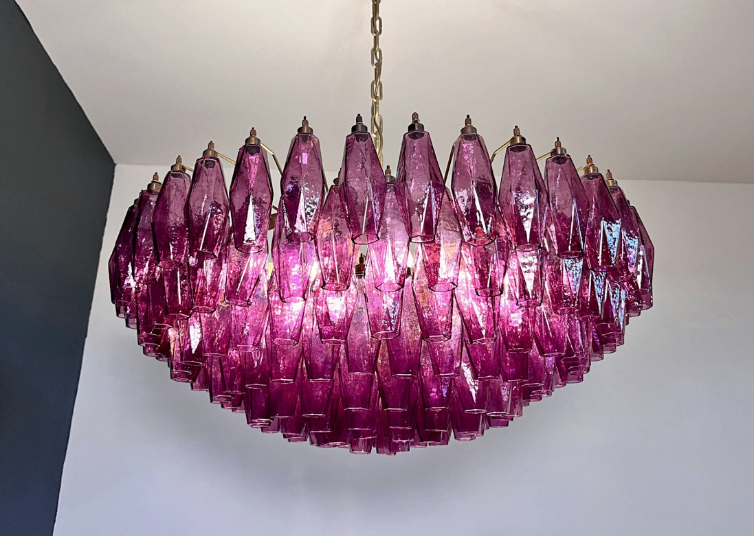 Murano Chandelier – 185 Purple Poliedri Glass – detail 6 – Murano Classics