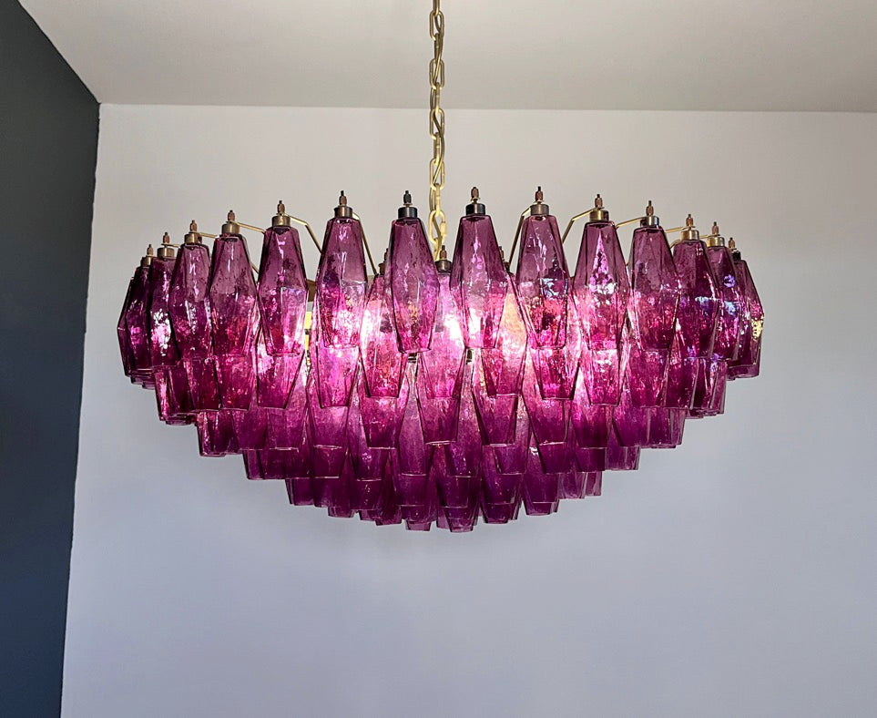 Murano Chandelier – 185 Purple Poliedri Glass – detail 2 – Murano Classics
