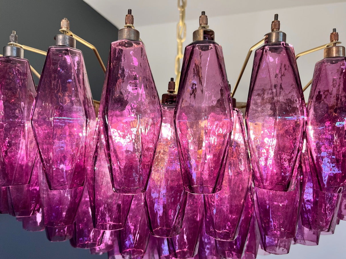Murano Chandelier – 185 Purple Poliedri Glass – detail 3 – Murano Classics