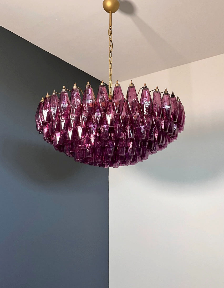 Murano Lysekrone | 185 Lilla Poliedriglass