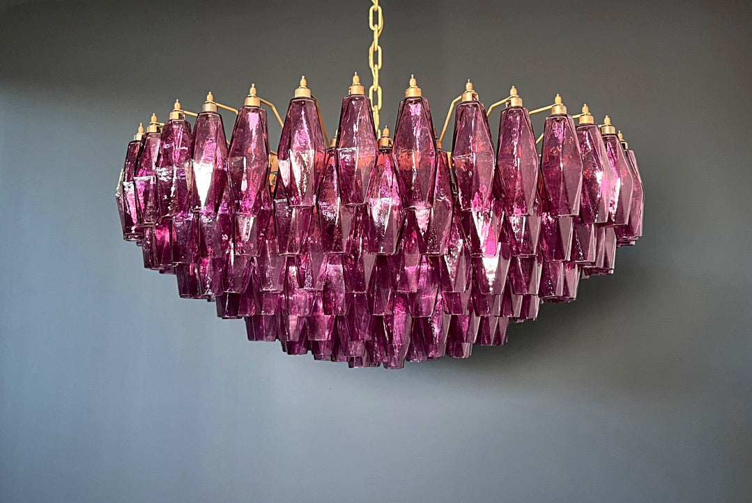 Murano Lysekrone | 185 Lilla Poliedriglass