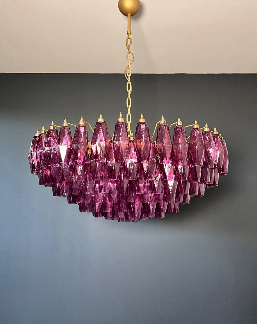 Murano Lysekrone | 185 Lilla Poliedriglass