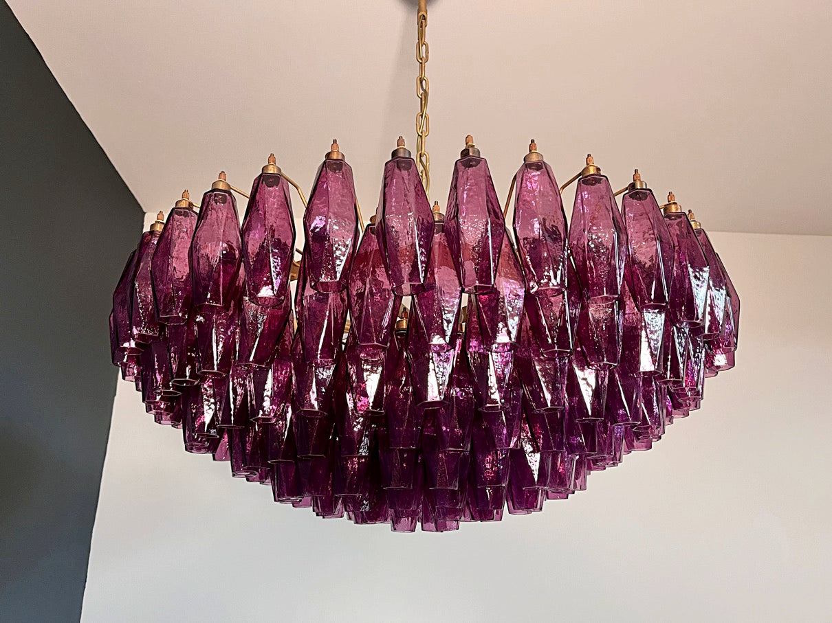 Murano Lysekrone | 185 Lilla Poliedriglass