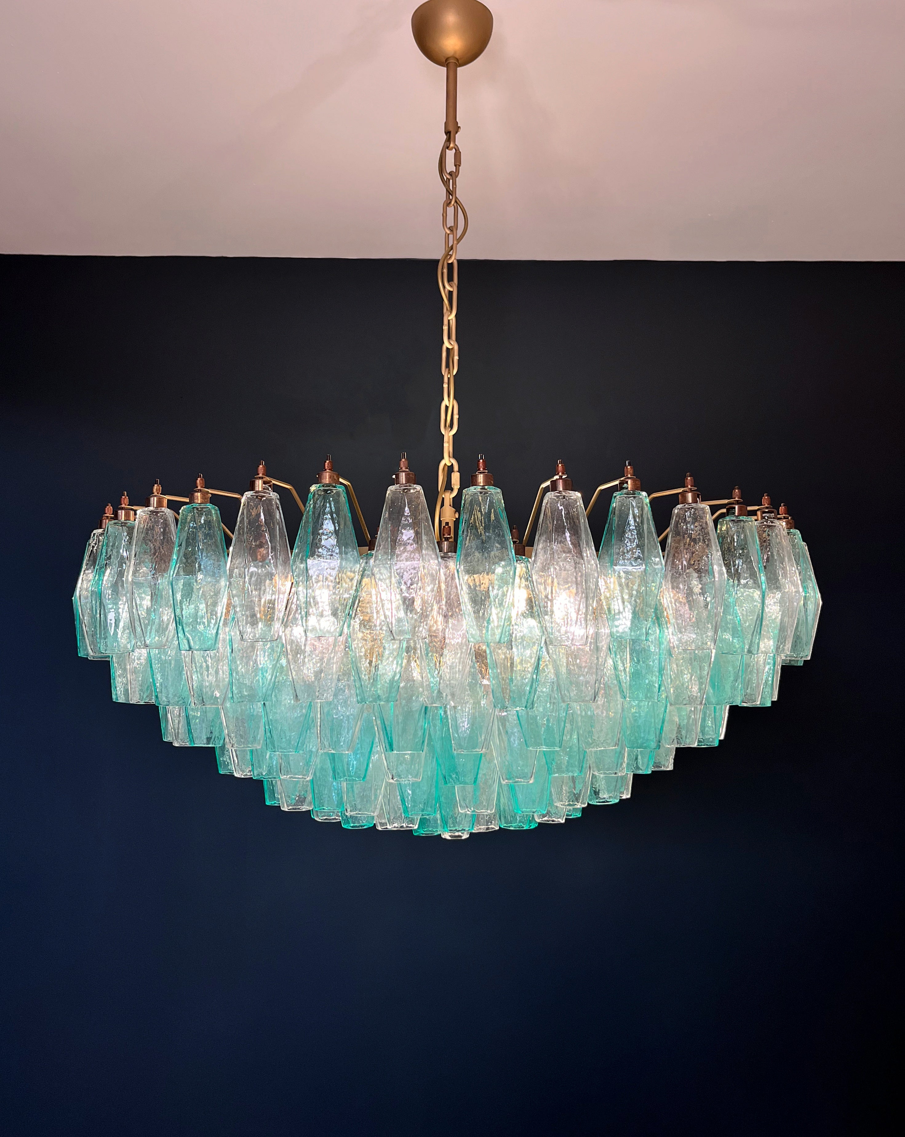 Murano Kronleuchter – 185 Türkise und Klare Poliedriglas – Detail 6 – Murano Classics