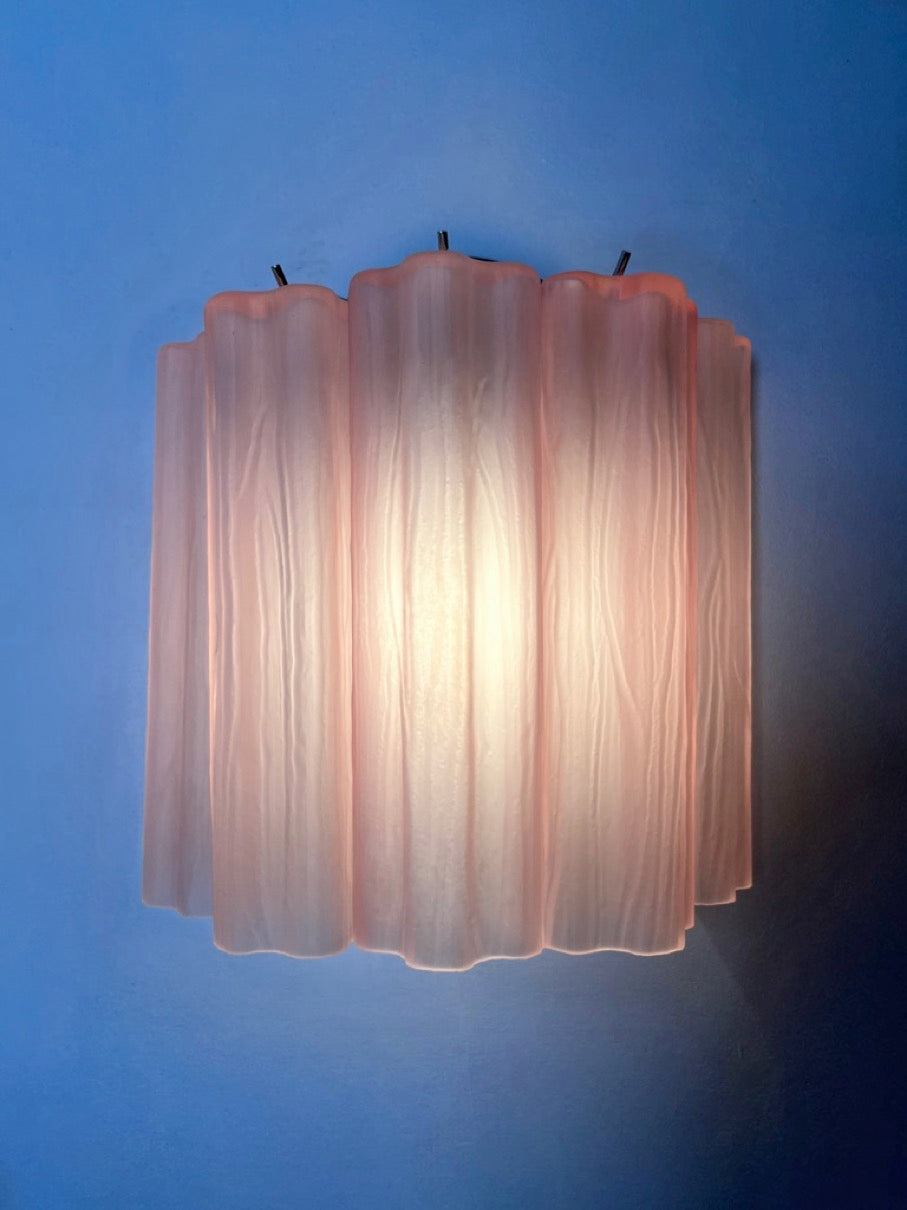 Murano Vegglampe | 5 Rosa Etsede Rørglass | 1 par