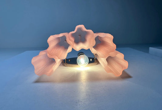 Murano Vegglampe | 5 Rosa Etsede Rørglass | 1 par