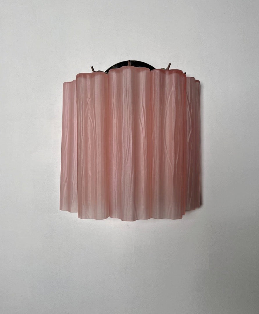 Murano Vegglampe | 5 Rosa Etsede Rørglass | 1 par