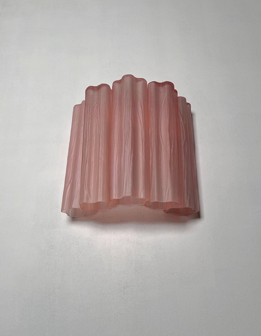 Murano Vegglampe | 5 Rosa Etsede Rørglass | 1 par