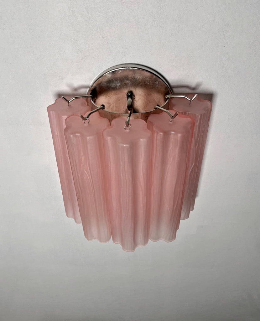 Murano Vegglampe | 5 Rosa Etsede Rørglass | 1 par