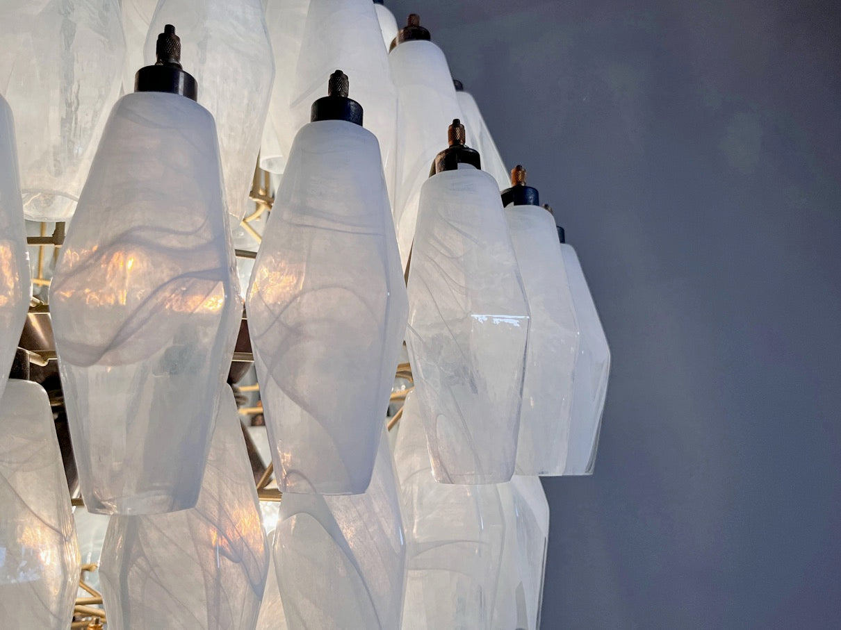 Lampadario Murano – 140 Alabastro Bianco Poliedri Vetro – dettaglio 10 – Murano Classics