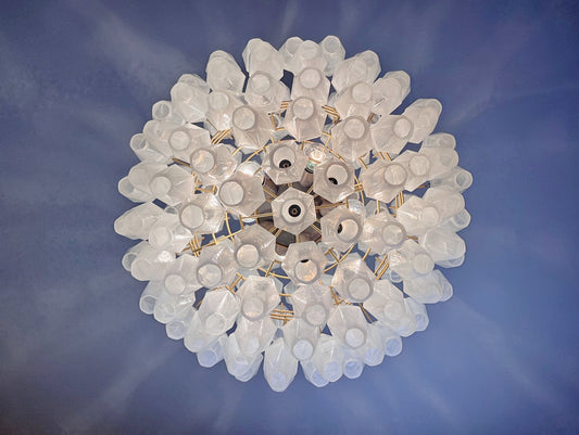 Murano Lysekrone | 140 Alabaster hvit Poliedriglass