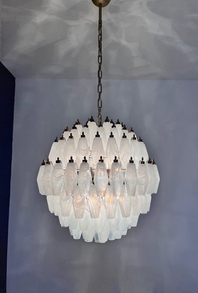 Lampadario Murano – 140 Alabastro Bianco Poliedri Vetro – dettaglio 8 – Murano Classics