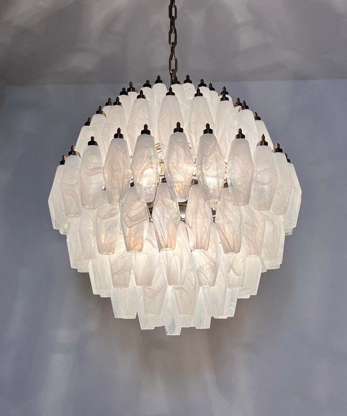 Lampadario Murano – 140 Alabastro Bianco Poliedri Vetro – dettaglio 7 – Murano Classics