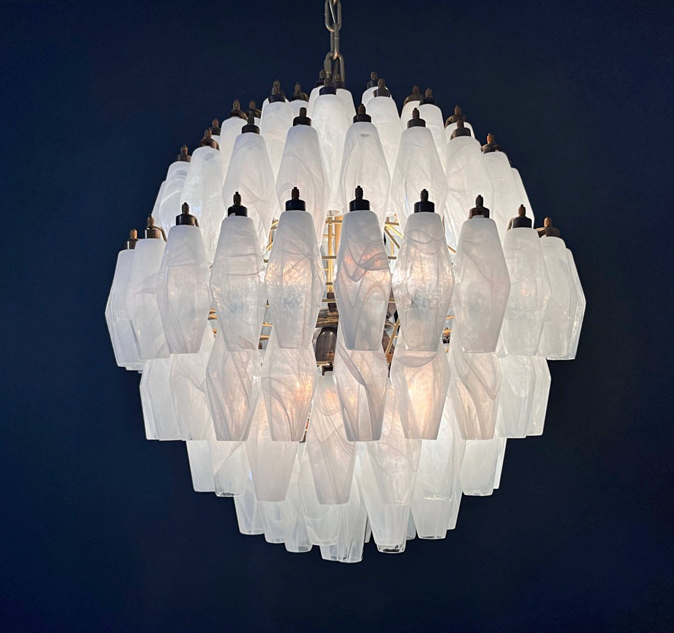 Lampadario Murano – 140 Alabastro Bianco Poliedri Vetro – dettaglio 6 – Murano Classics