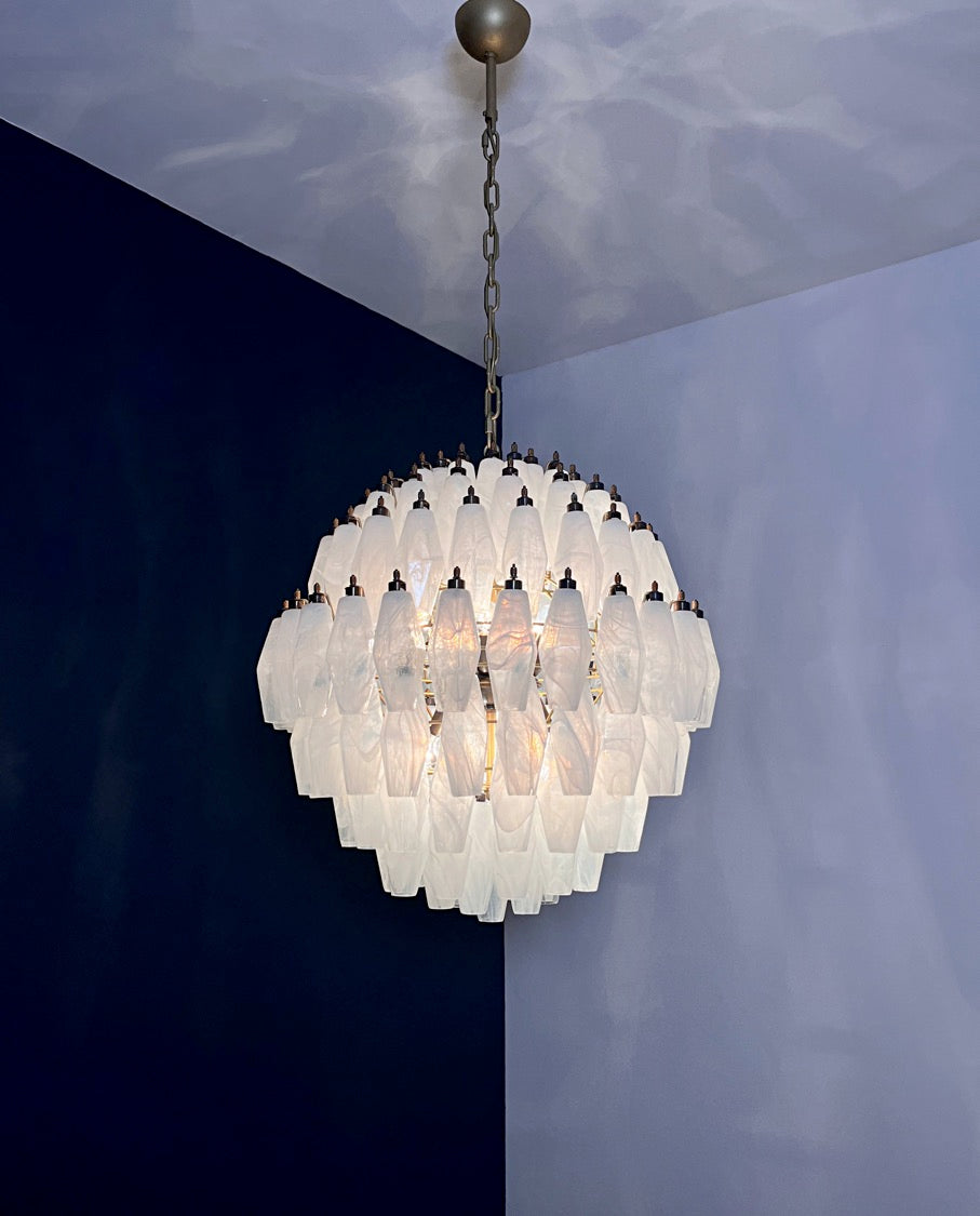 Lampadario Murano – 140 Alabastro Bianco Poliedri Vetro – dettaglio 5 – Murano Classics