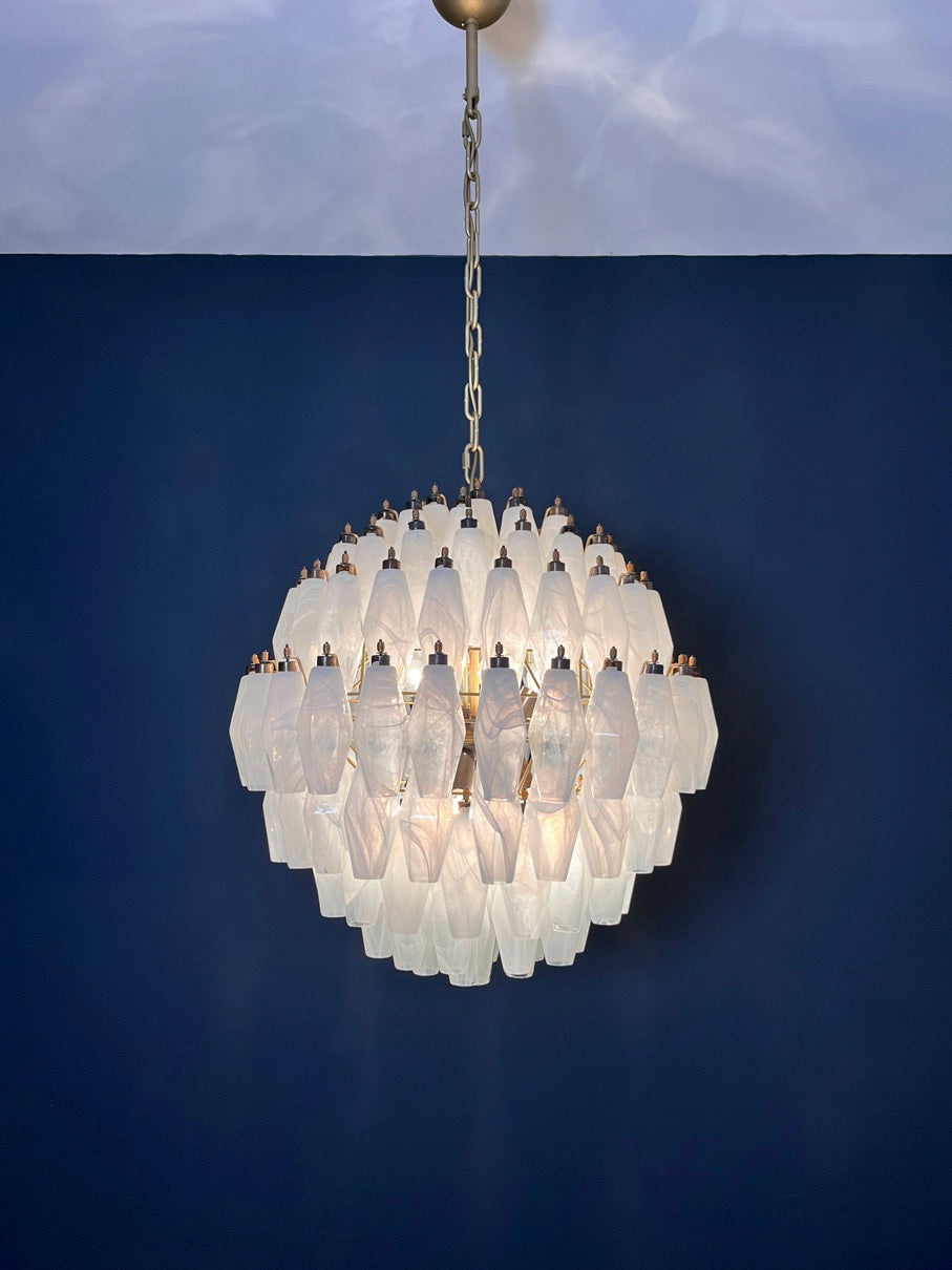 Lampadario Murano – 140 Alabastro Bianco Poliedri Vetro – dettaglio 4 – Murano Classics