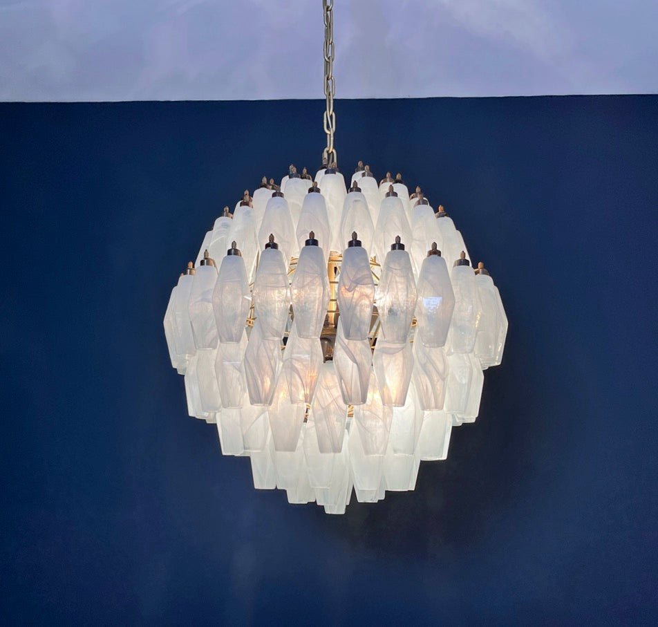 Lampadario Murano – 140 Alabastro Bianco Poliedri Vetro – dettaglio 3 – Murano Classics