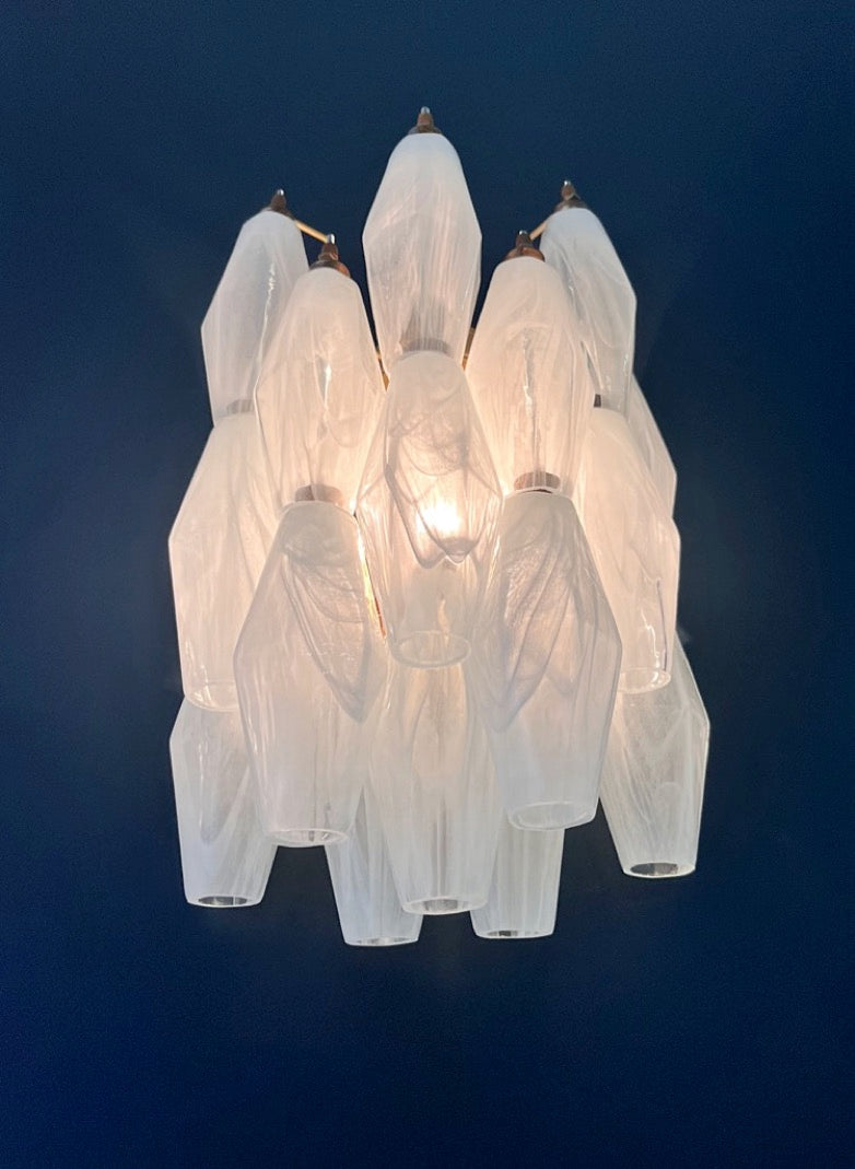 Murano Wandlampe – 17 Weiße Alabaster Poliedriglas – 2er-Set – Detail 3 – Murano Classics