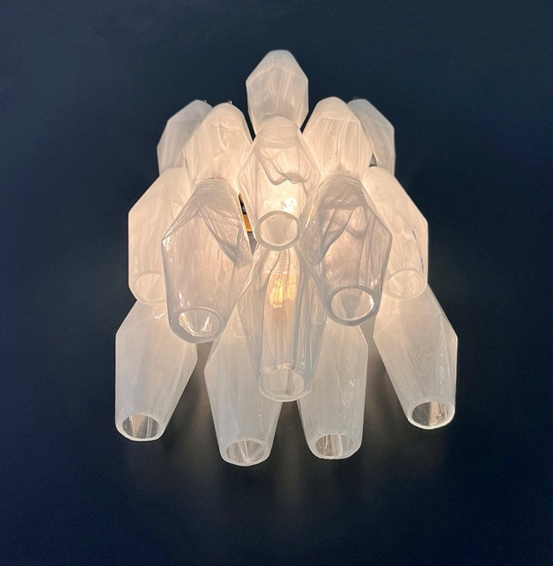 Murano Vegglampe | 17 Hvite Alabaster Gull Poliedriglass | 1 par