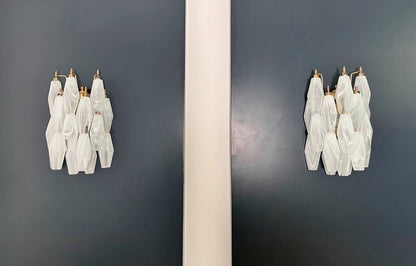 Murano Vegglampe | 17 Hvite Alabaster Gull Poliedriglass | 1 par