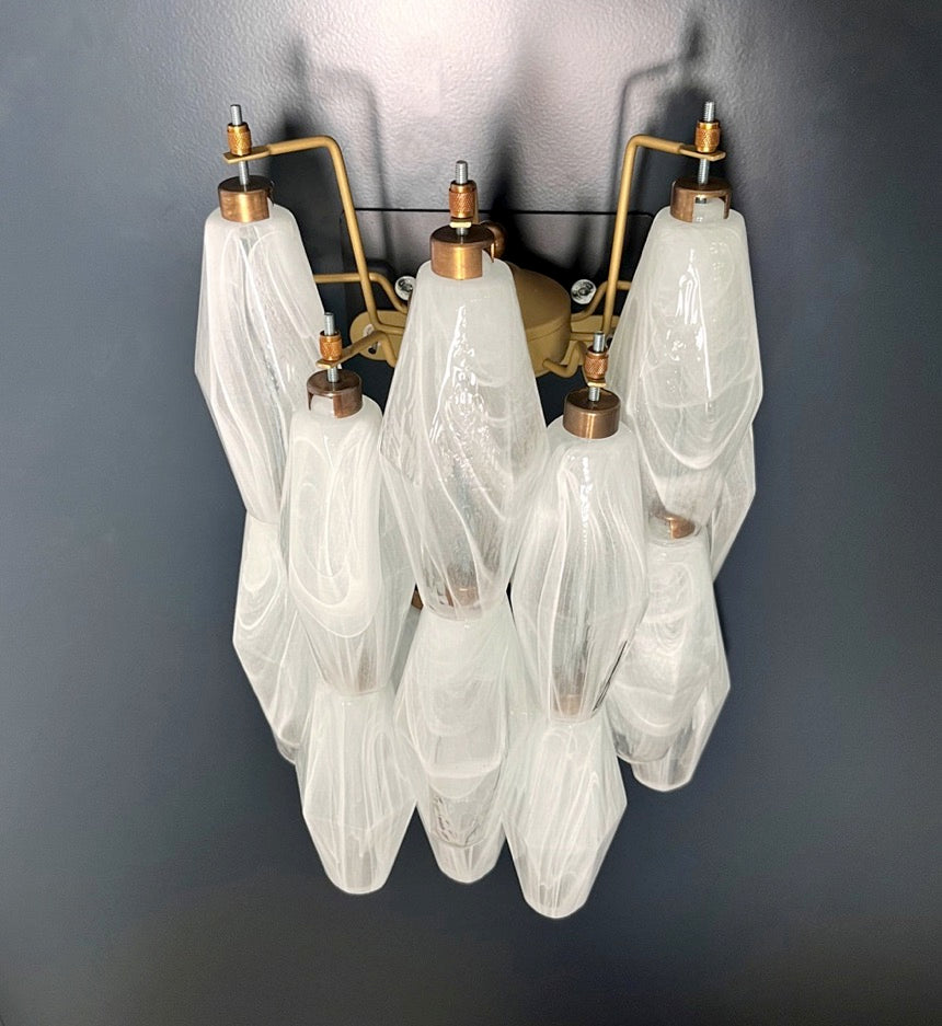 Murano Wandlampe – 17 Weiße Alabaster Poliedriglas – 2er-Set – Detail 9 – Murano Classics
