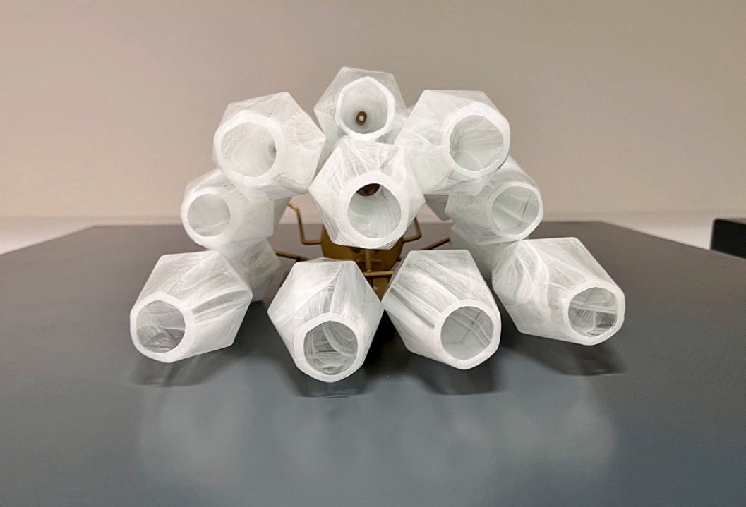 Murano Vegglampe | 17 Hvite Alabaster Gull Poliedriglass | 1 par