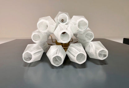 Murano Vegglampe | 17 Hvite Alabaster Gull Poliedriglass | 1 par