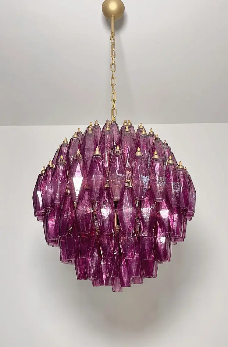 Murano Chandelier – 140 Purple Poliedri Glass – Murano Classics