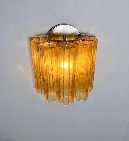 Murano Vegglampe | 5 Gule Rørglass | 1 par