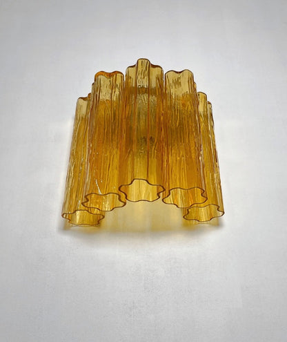 Murano Vegglampe | 5 Gule Rørglass | 1 par