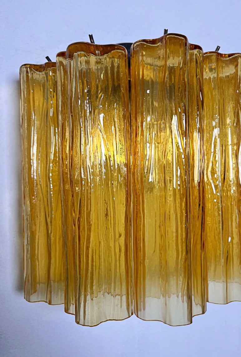 Murano Vegglampe | 5 Gule Rørglass | 1 par