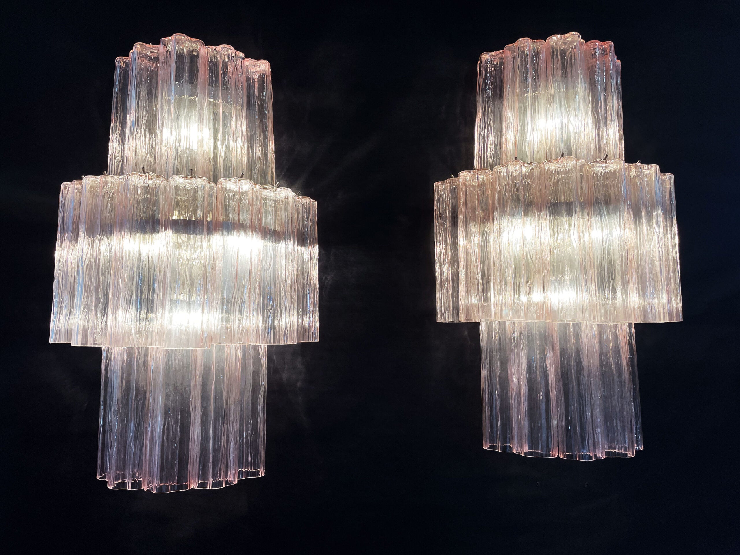 Murano Wall Lamp – 18 Pink Prism Glass – Set of 2 – detail 10 – Murano Classics