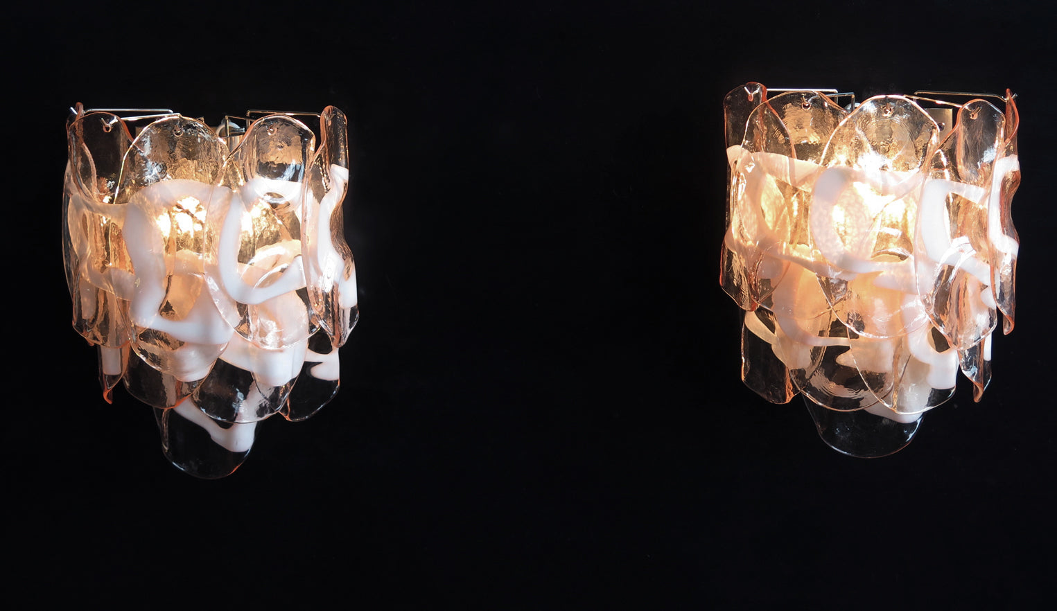 Murano Wandlamp – 10 Roze Crostoliglas – Set van 2 – detail 10 – Murano Classics
