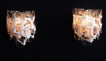 Murano Vegglampe | 10 Rosa Crostoliglass | 1 par