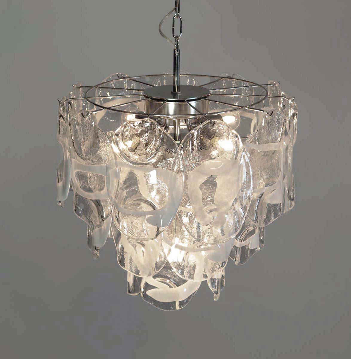 Murano Chandelier – 23 Clear White Crostoli Glass – detail 10 – Murano Classics